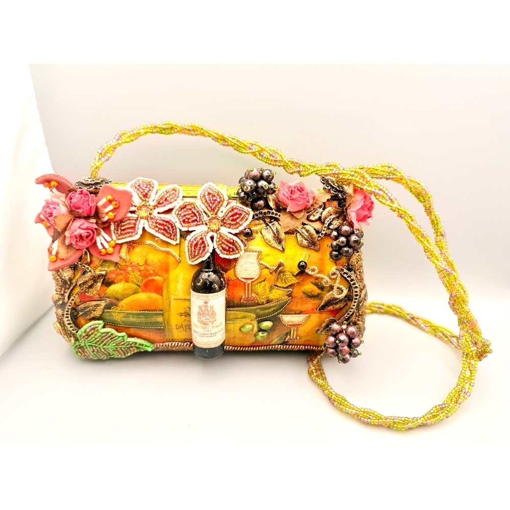 Mary‎ Frances Toast of the Town Beaded Wine Vineyard Crossbody Handbag Purse